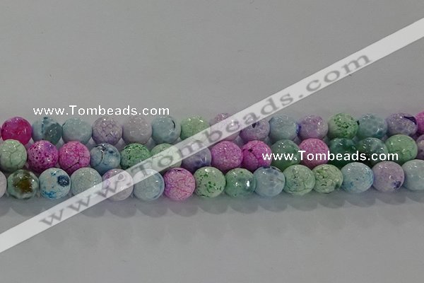 CAG8979 15.5 inches 6mm faceted round fire crackle agate beads