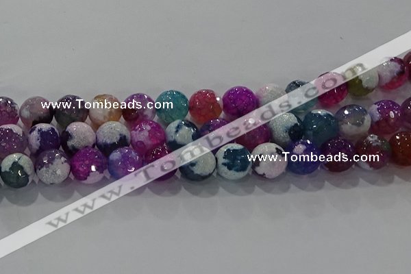 CAG8992 15.5 inches 16mm faceted round fire crackle agate beads