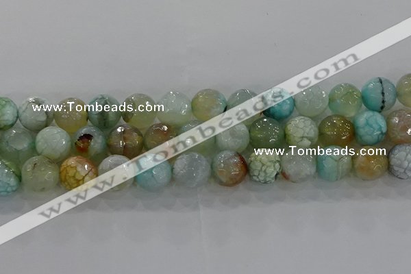 CAG8997 15.5 inches 12mm faceted round fire crackle agate beads