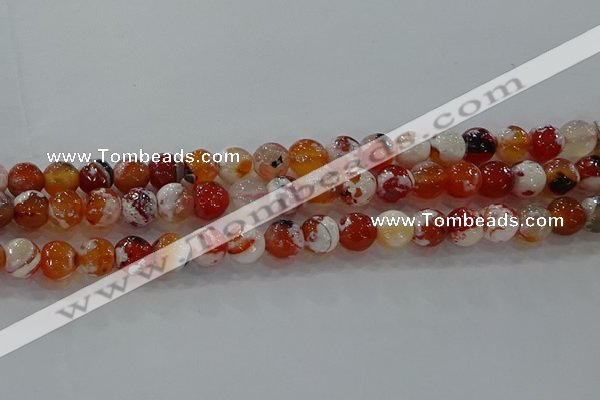 CAG9015 15.5 inches 8mm faceted round fire crackle agate beads