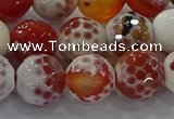 CAG9017 15.5 inches 12mm faceted round fire crackle agate beads