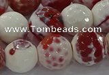 CAG9019 15.5 inches 16mm faceted round fire crackle agate beads