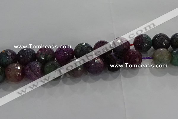 CAG9025 15.5 inches 14mm faceted round fire crackle agate beads