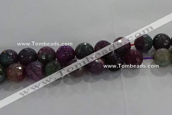 CAG9026 15.5 inches 16mm faceted round fire crackle agate beads