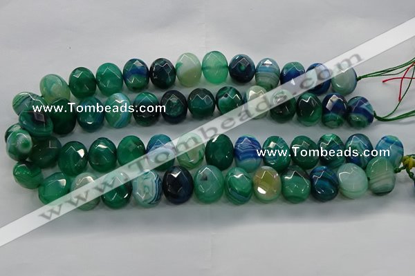 CAG9058 15.5 inches 15*20mm faceted oval line agate beads