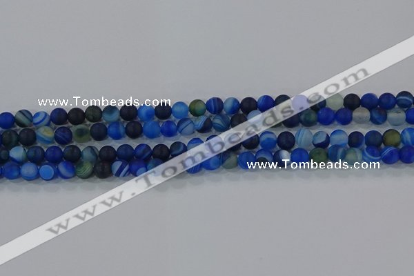 CAG9331 15.5 inches 6mm round matte line agate beads wholesale