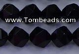 CAG9353 15.5 inches 10mm faceted nuggets black agate beads