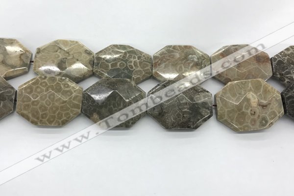 CAG9443 33*45mm - 35*48mm faceted octagonal chrysanthemum agate beads