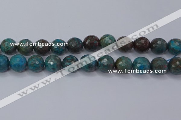 CAG9486 15.5 inches 16mm faceted round blue crazy lace agate beads