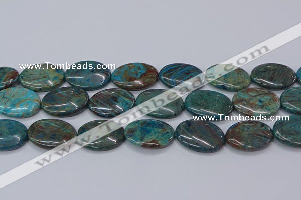 CAG9524 15.5 inches 18*25mm oval blue crazy lace agate beads