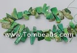 CAG9725 Top drilled 8*20mm - 12*40mm freeform grass agate beads