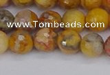 CAG9870 15.5 inches 8mm faceted round yellow crazy lace agate beads