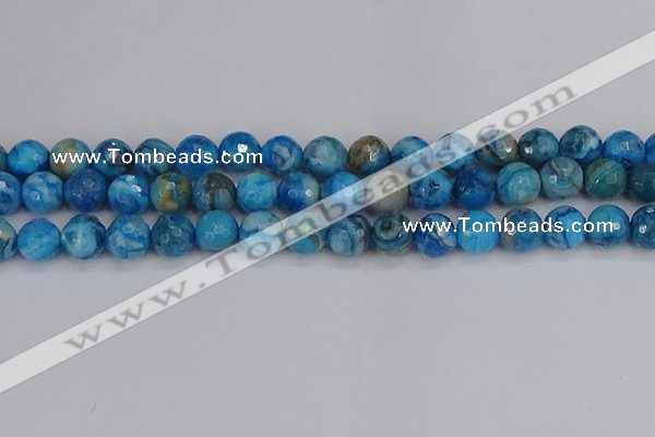 CAG9885 15.5 inches 10mm faceted round blue crazy lace agate beads