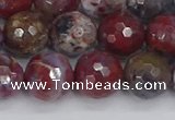 CAG9906 15.5 inches 10mm faceted round red lightning agate beads