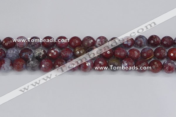 CAG9907 15.5 inches 12mm faceted round red lightning agate beads