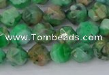 CAG9963 15.5 inches 6mm faceted nuggets green crazy lace agate beads