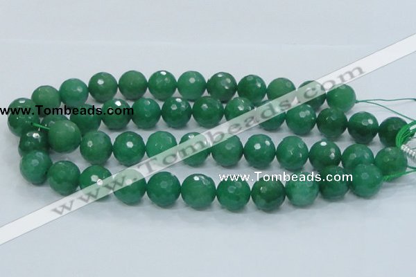 CAJ06 15.5 inches 16mm faceted round green aventurine jade beads