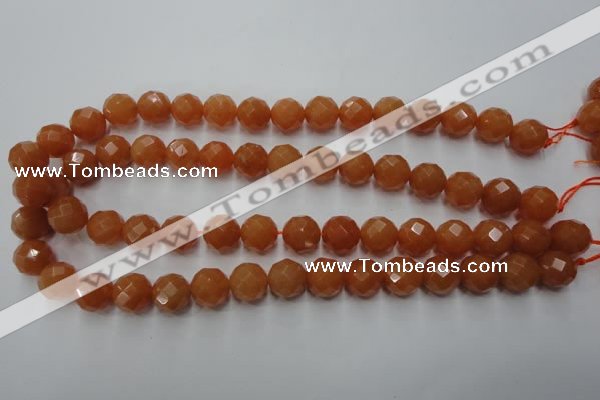 CAJ364 15.5 inches 12mm faceted round red aventurine beads wholesale