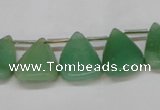 CAJ695 Top drilled 15*20mm leaf green aventurine beads