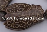 CAL26 14.5 inches 40*60mm carved cicada agalmatolite beads