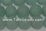CAM1123 15.5 inches 10mm carved round amazonite beads wholesale