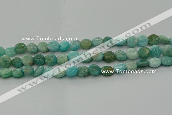 CAM1592 15.5 inches 10mm flat round Russian amazonite beads