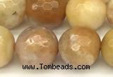 CAM1777 15 inches 10mm faceted round yellow amazonite beads