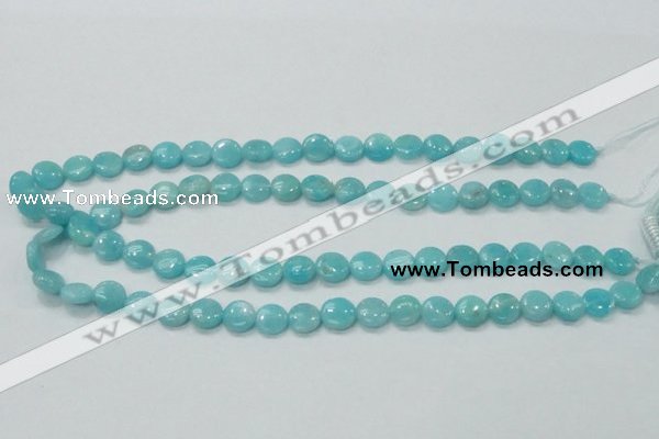 CAM301 15.5 inches 10mm flat round natural peru amazonite beads