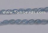 CAQ147 15.5 inches 5*7mm twisted oval natural aquamarine beads