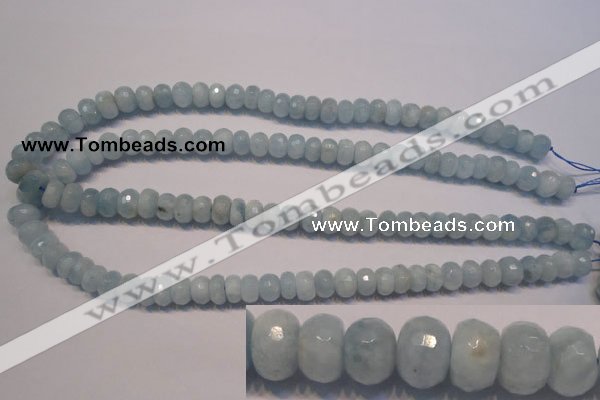 CAQ307 15.5 inches 6*10mm faceted rondelle natural aquamarine beads