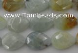 CAQ378 15.5 inches 13*18mm faceted flat teardrop natural aquamarine beads