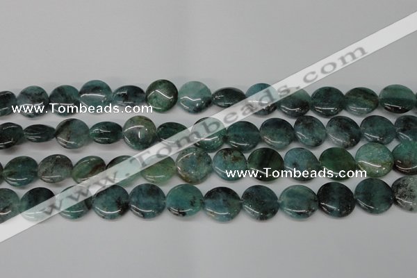 CAQ621 15.5 inches 16mm flat round aquamarine gemstone beads