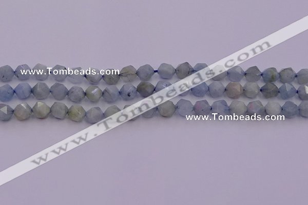 CAQ791 15.5 inches 8mm faceted nuggets aquamarine gemstone beads