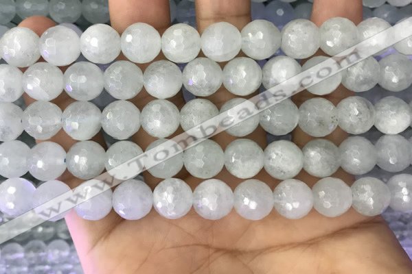 CAQ878 15.5 inches 10mm faceted round aquamarine gemstone beads