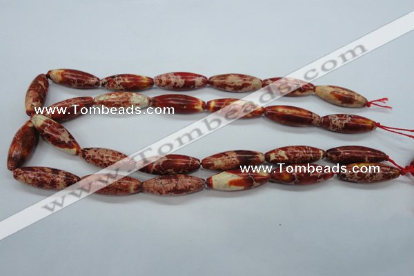 CAT208 15.5 inches 10*30mm rice dyed natural aqua terra jasper beads