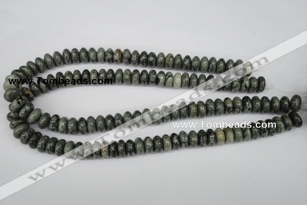 CBD210 15.5 inches 6*12mm rondelle green brecciated jasper beads