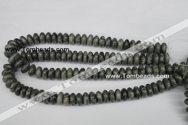 CBD211 15.5 inches 7*14mm rondelle green brecciated jasper beads