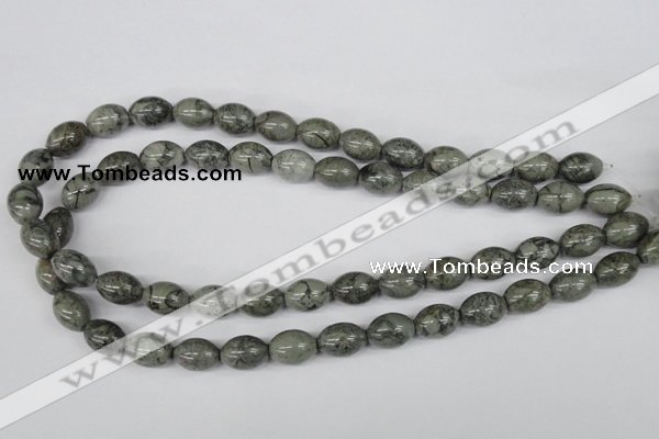 CBD214 15.5 inches 10*14mm rice green brecciated jasper beads