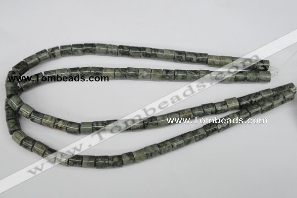 CBD217 15.5 inches 8*8mm column green brecciated jasper beads