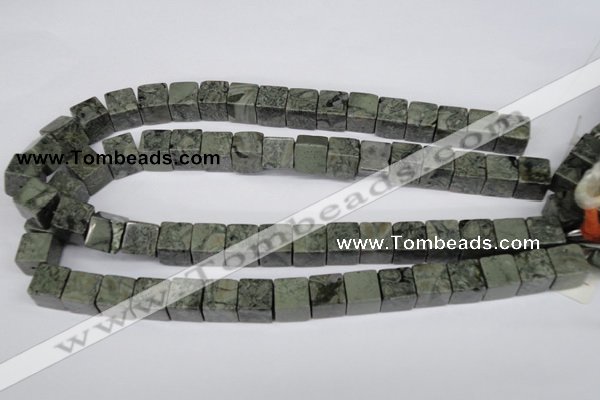 CBD218 15.5 inches 12*12mm cube green brecciated jasper beads