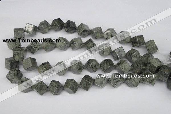 CBD219 15.5 inches 12*12mm cube green brecciated jasper beads