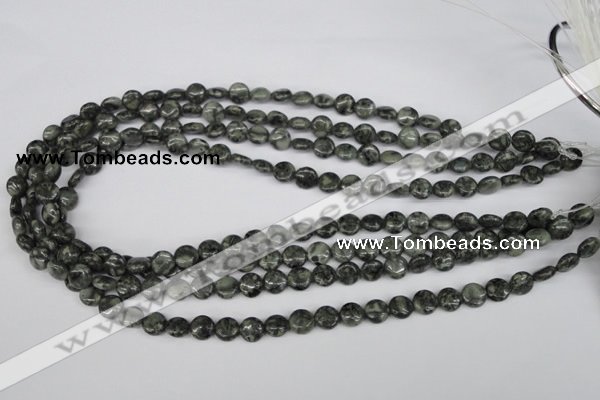 CBD220 15.5 inches 8mm flat round green brecciated jasper beads