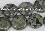 CBD222 15.5 inches 20mm flat round green brecciated jasper beads
