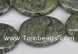 CBD227 15.5 inches 22*30mm oval green brecciated jasper beads