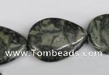 CBD230 15.5 inches 22*30mm flat teardrop green brecciated jasper beads