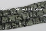 CBD231 15.5 inches 8*8mm square green brecciated jasper beads