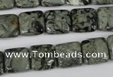 CBD233 15.5 inches 12*12mm square green brecciated jasper beads