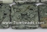 CBD237 15.5 inches 30*30mm square green brecciated jasper beads
