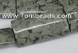 CBD242 15.5 inches 20*40mm flat tube green brecciated jasper beads