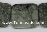 CBD246 15.5 inches 35*35mm faceted square green brecciated jasper beads